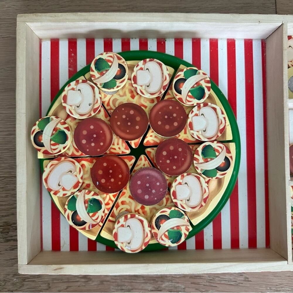 Melissa & Doug Wooden Play Pizza Set with Toppings - Multi Color - Picture 2 of 3